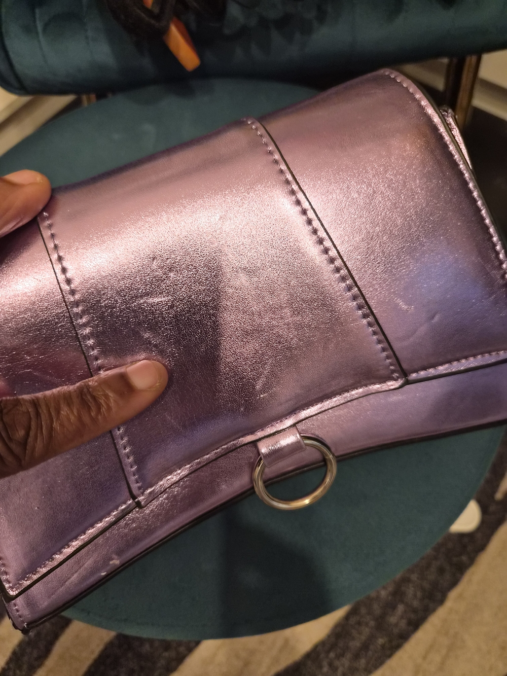 Fashion Nova Metallic Lilac Wristlet Clutch